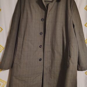 Vintage Brent Plaid Long Coat with Faux Fur Lining